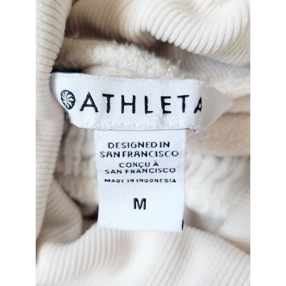 Athleta M Balance Cinch Turtleneck Sweatshirt Cream *Pinhole In Front* - Picture 9 of 10
